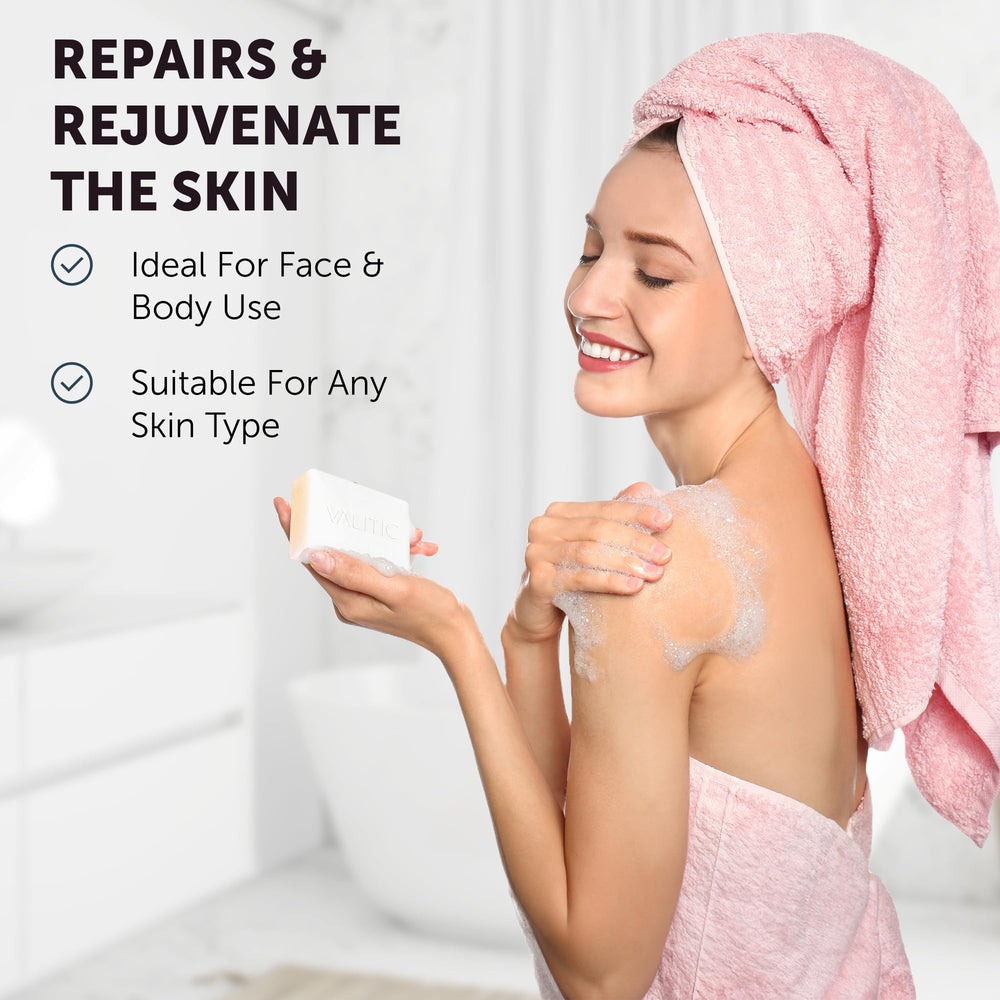 VALITIC snail mucin cleanser bar with water activates silky lather and gentle cleanse