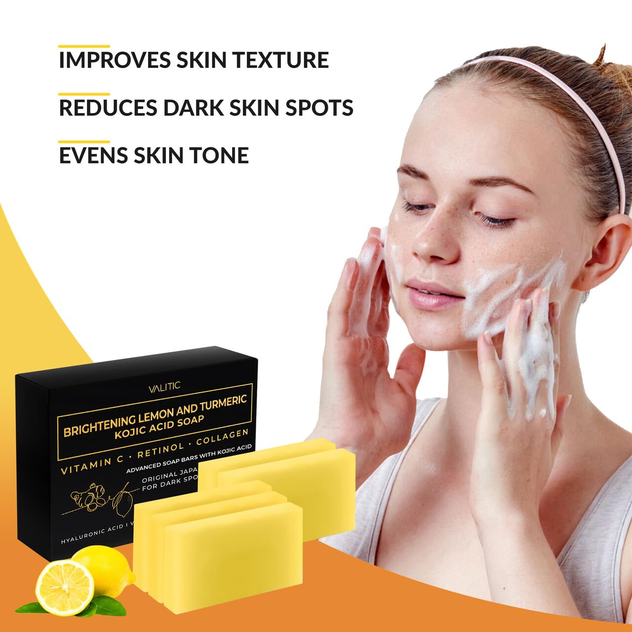 VALITIC soap lather closeup highlighting gentle daily cleansing.