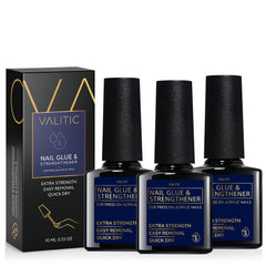 VALITIC strong nail glue bottle closeup shows durable bond for acrylic and press-on nails