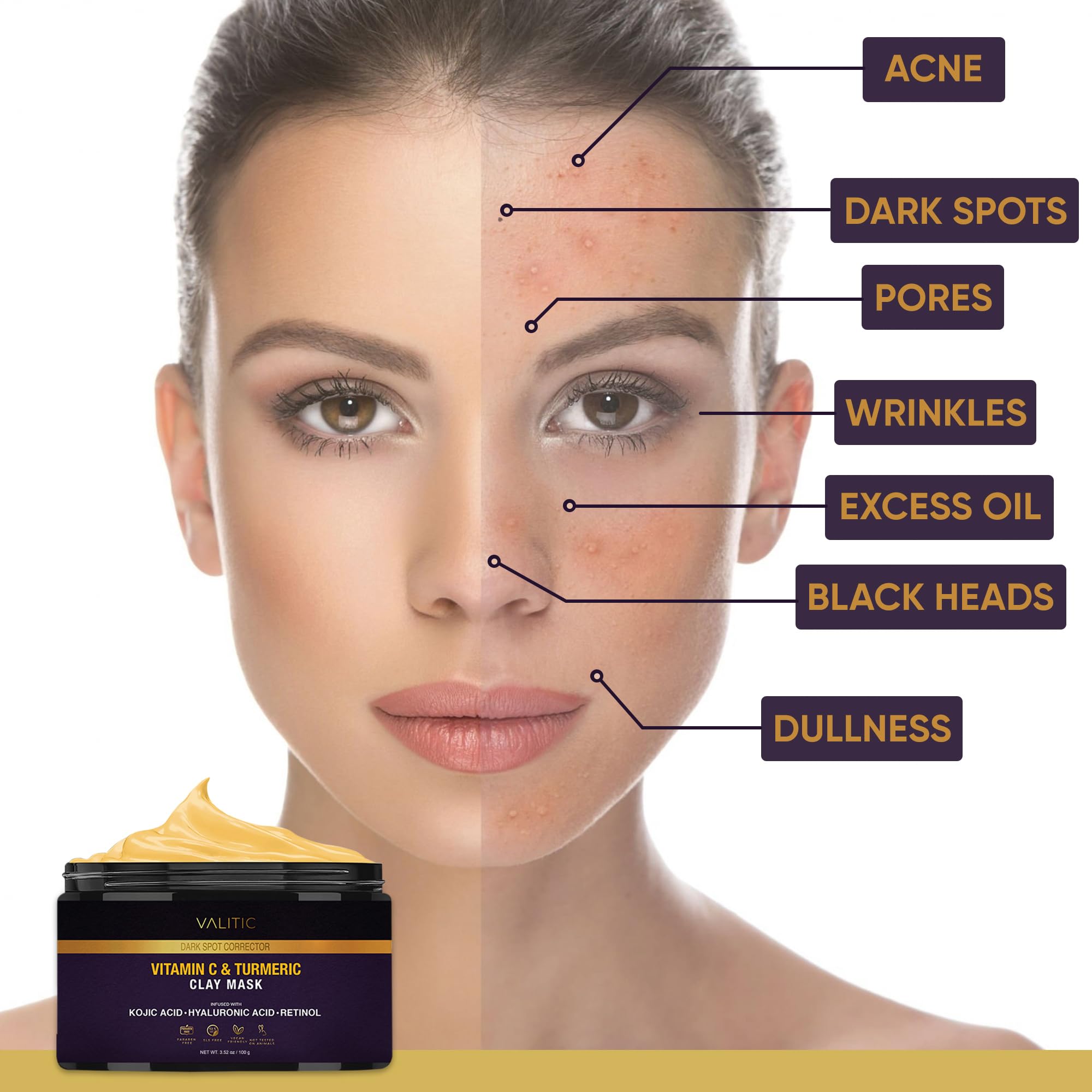 VALITIC on-skin application hints at hydration from hyaluronic acid.