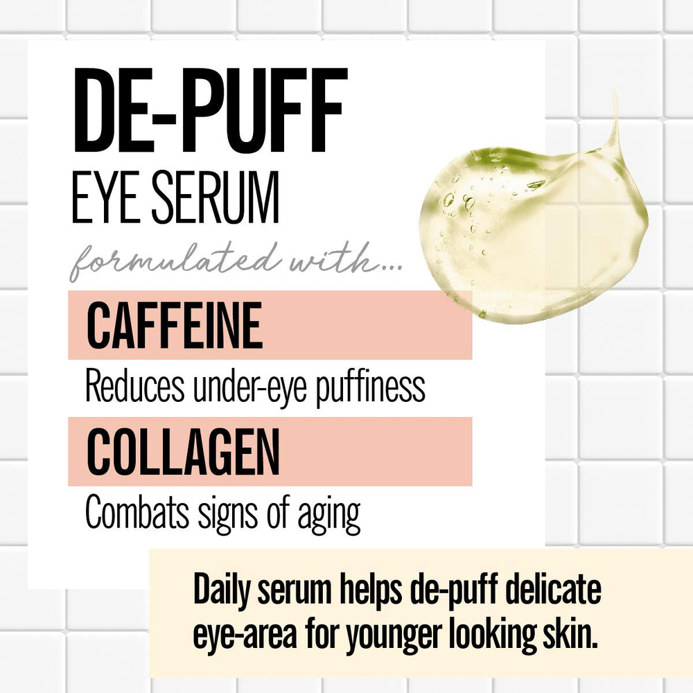 Valjean Labs DePuff Eye Serum texture closeup shows smooth absorption.