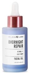 VALJEAN LABS Overnight Repair Facial Oil bottle close-up emphasizing calming redness.