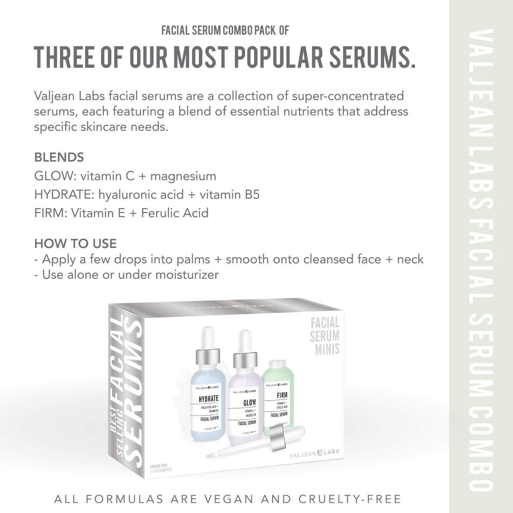 Valjean Labs Serums close-up showing lightweight textures.