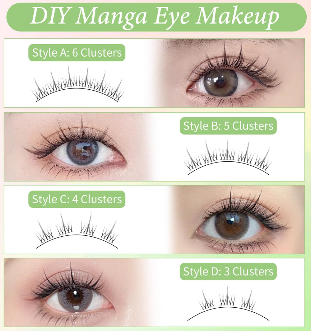 ValueBargain Manga Lashes Clusters invisible cotton band for featherlight comfort