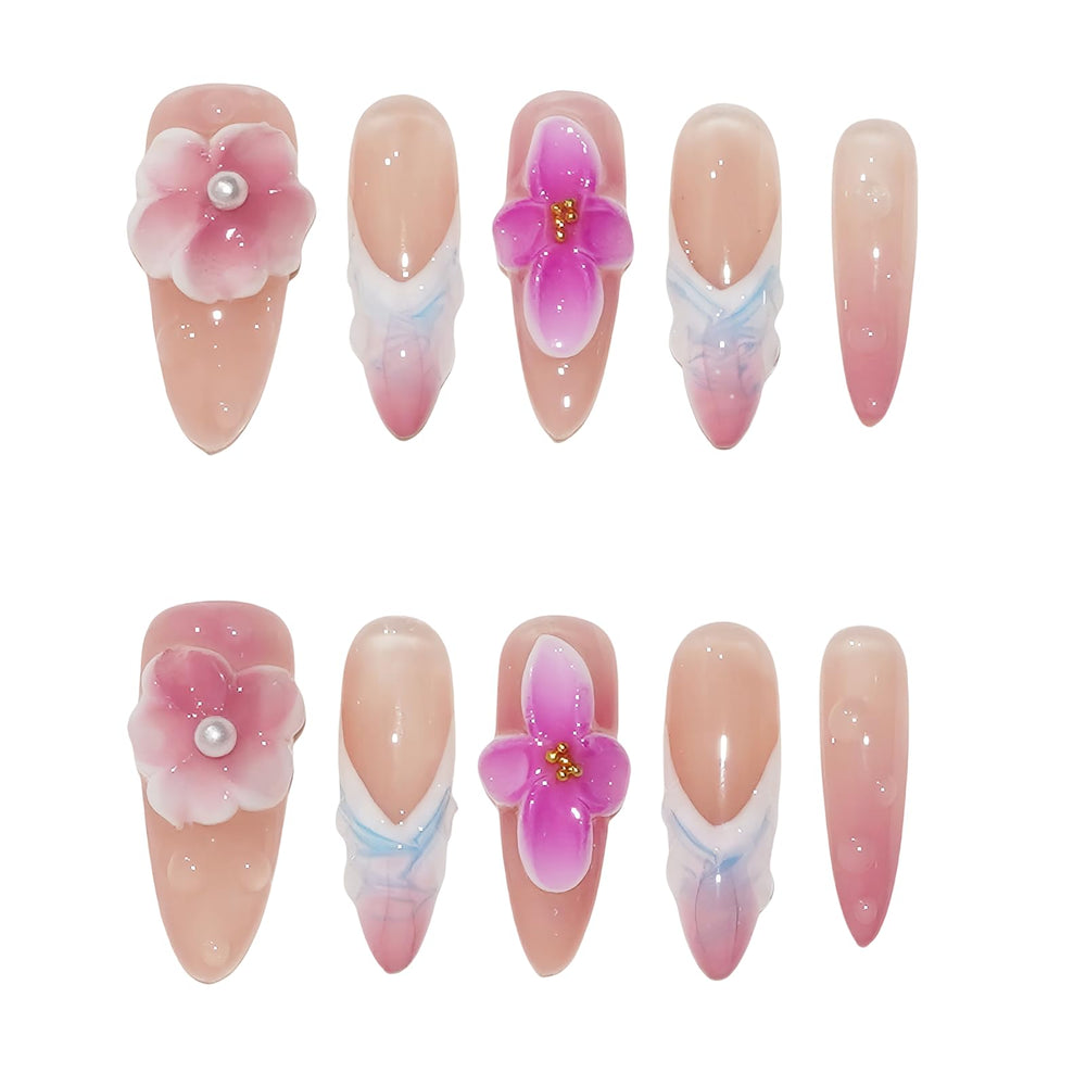 Vanesseva flowers and chrome shells nails for bold everyday chic