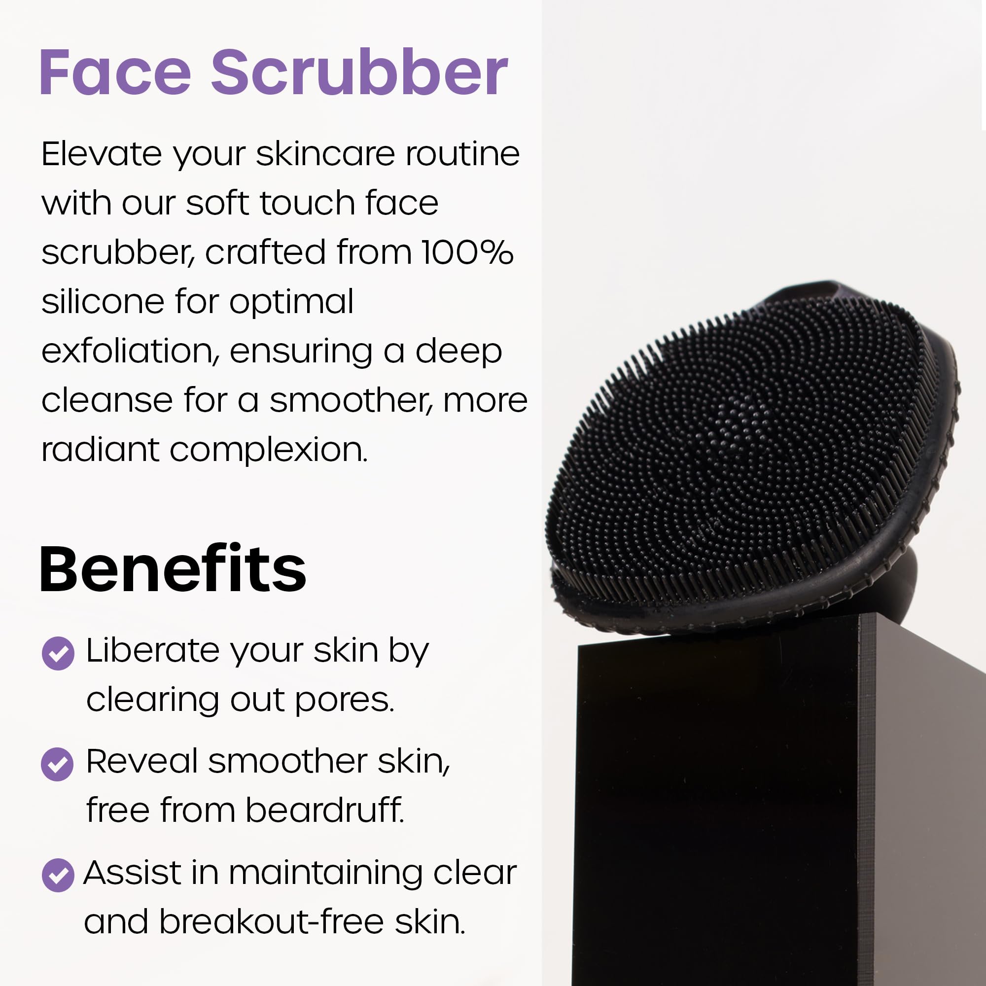 Close-up of Vanibiss The Man silicone face scrubber bristles delivering soft exfoliation.