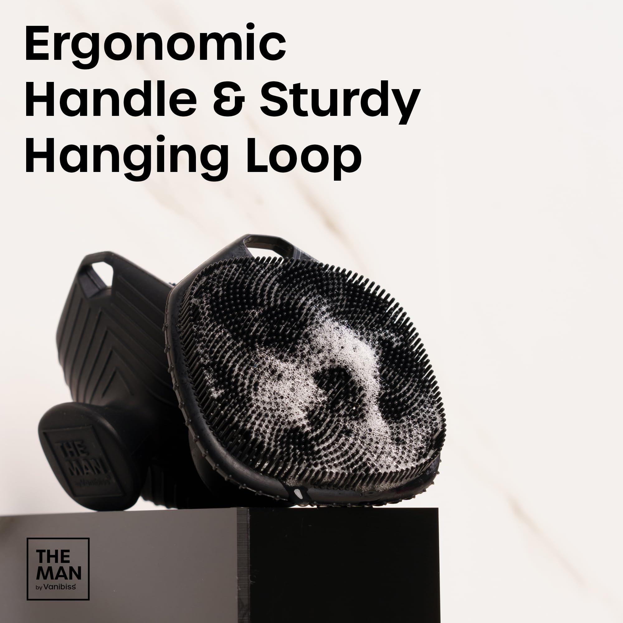 Ergonomic grip shown for easy control during facial cleansing sessions.