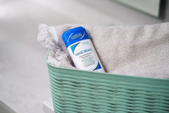 Closeup of Vanicream anti-perspirant bottle highlighting clinical strength protection.