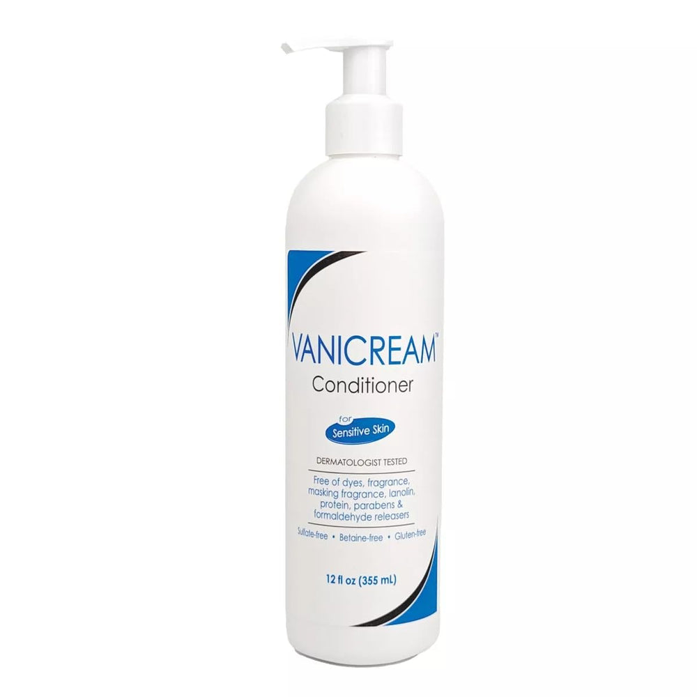 Vanicream Conditioner 12oz bottle emphasizes gentle, sulfate-free conditioning for daily care.