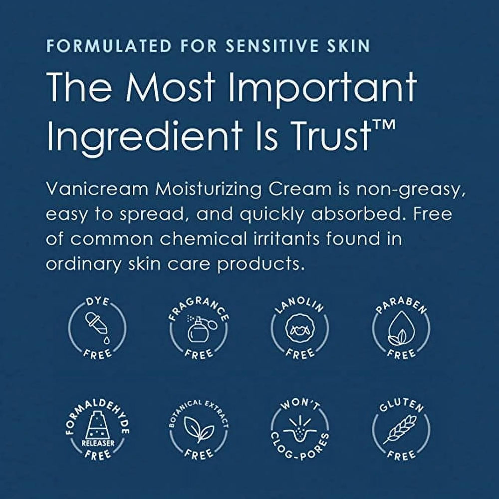 Vanicream cream on hands demonstrating non-greasy, fast-absorbing moisturization.