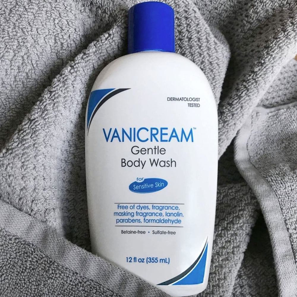 Vanicream Free and Clear conditioner tube close-up for gentle conditioning.