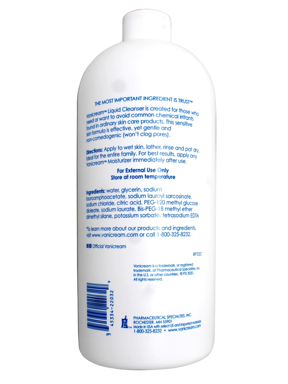 Vanicream Free & Clear cleanser with a gentle formula