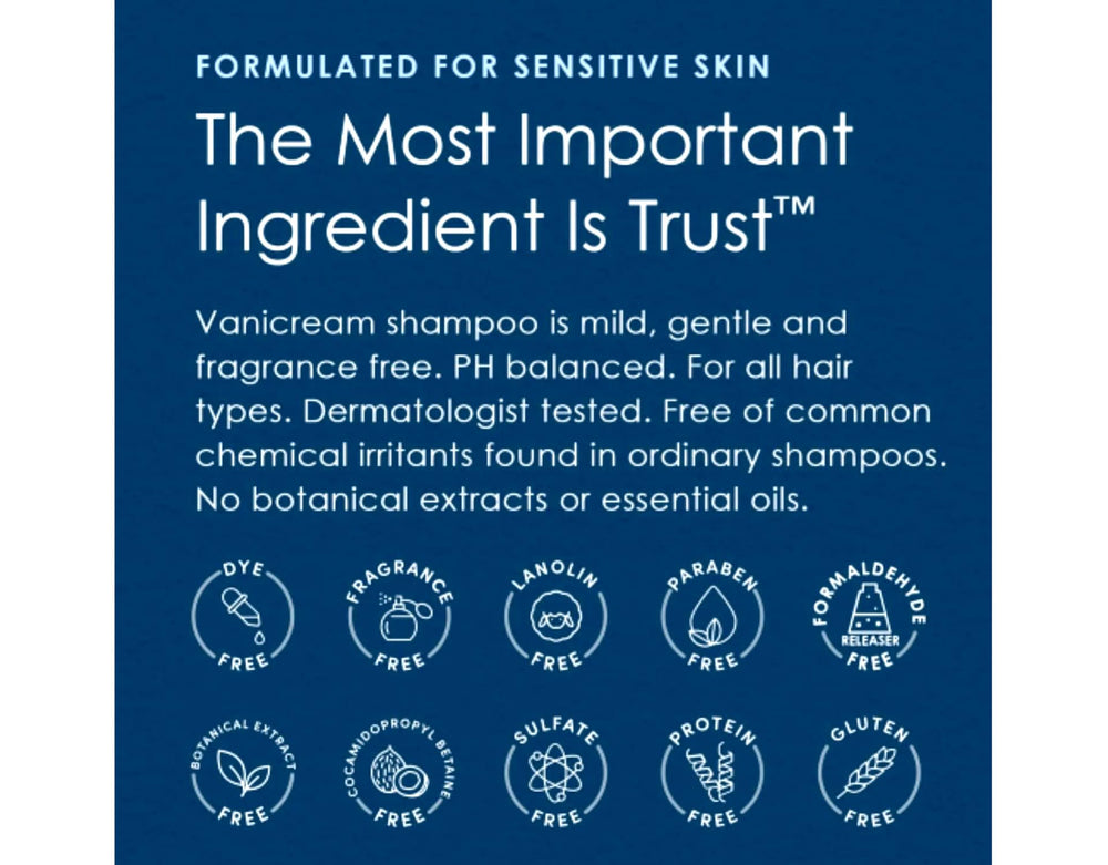 Vanicream free-from icons highlight dye and fragrance absence