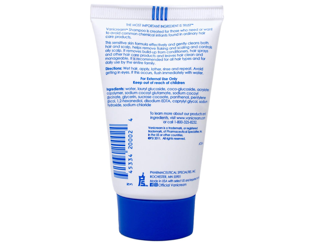 Vanicream travel-size bottles conveying soft moisturized hair result