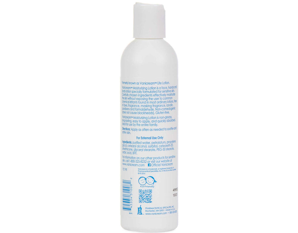Vanicream Moisturizing Lotion 3-pack label highlights family-friendly, dye-free formula