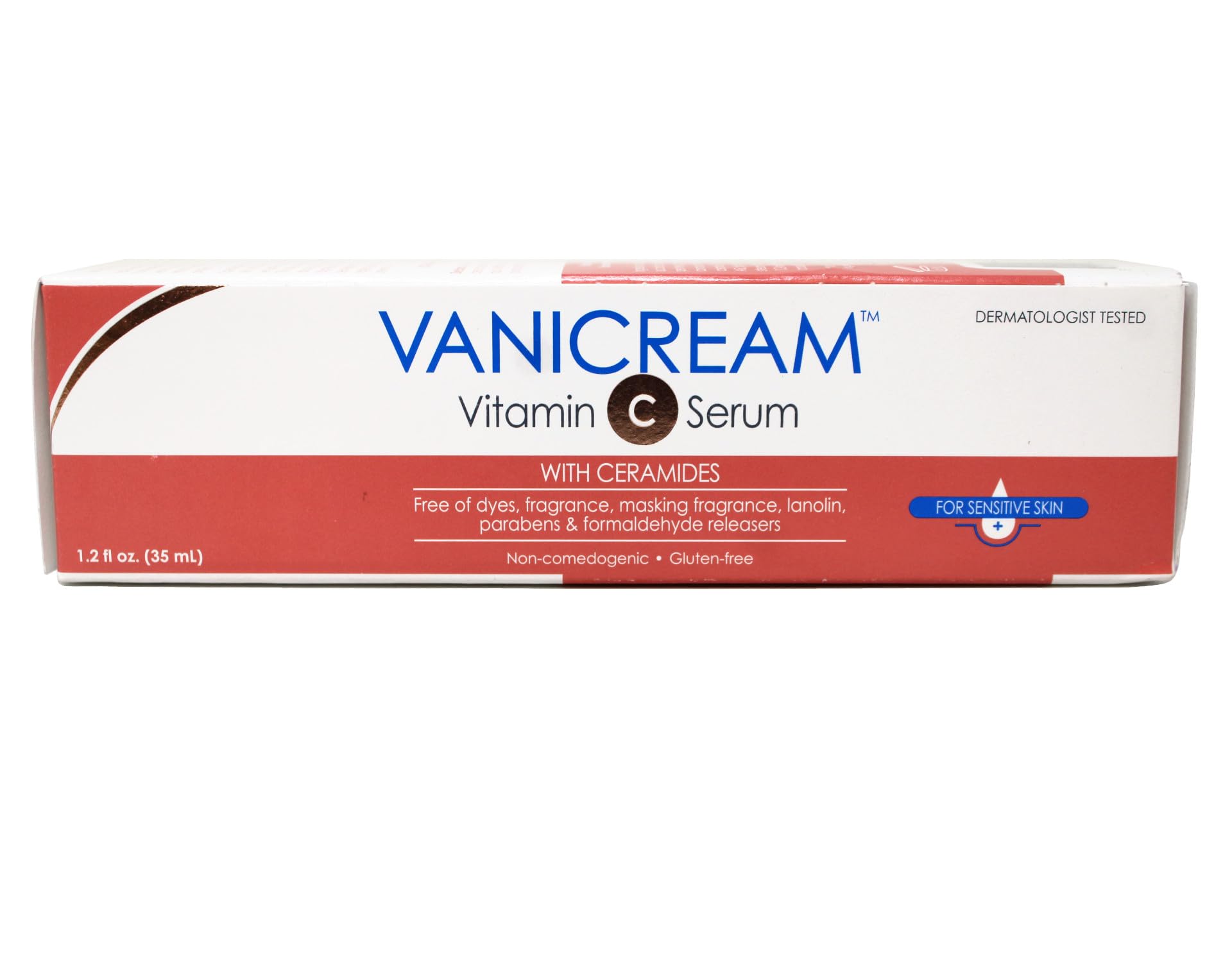 Vanicream serum texture closeup illustrating non-greasy finish on skin.