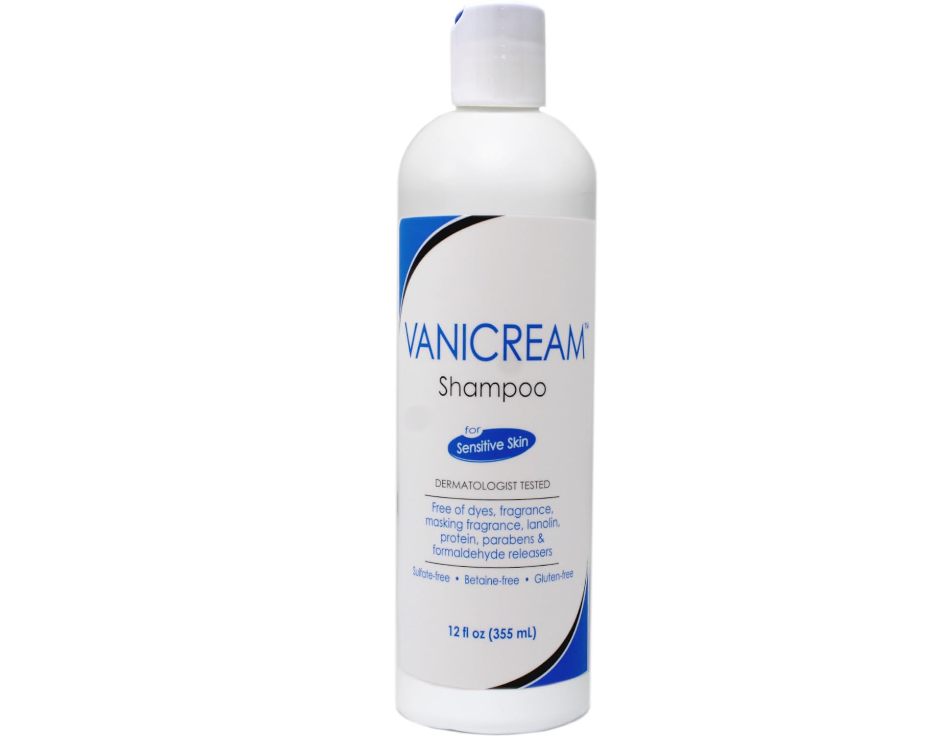 Vanicream Shampoo fragrance-free label closeup highlighting fragrance-free routine