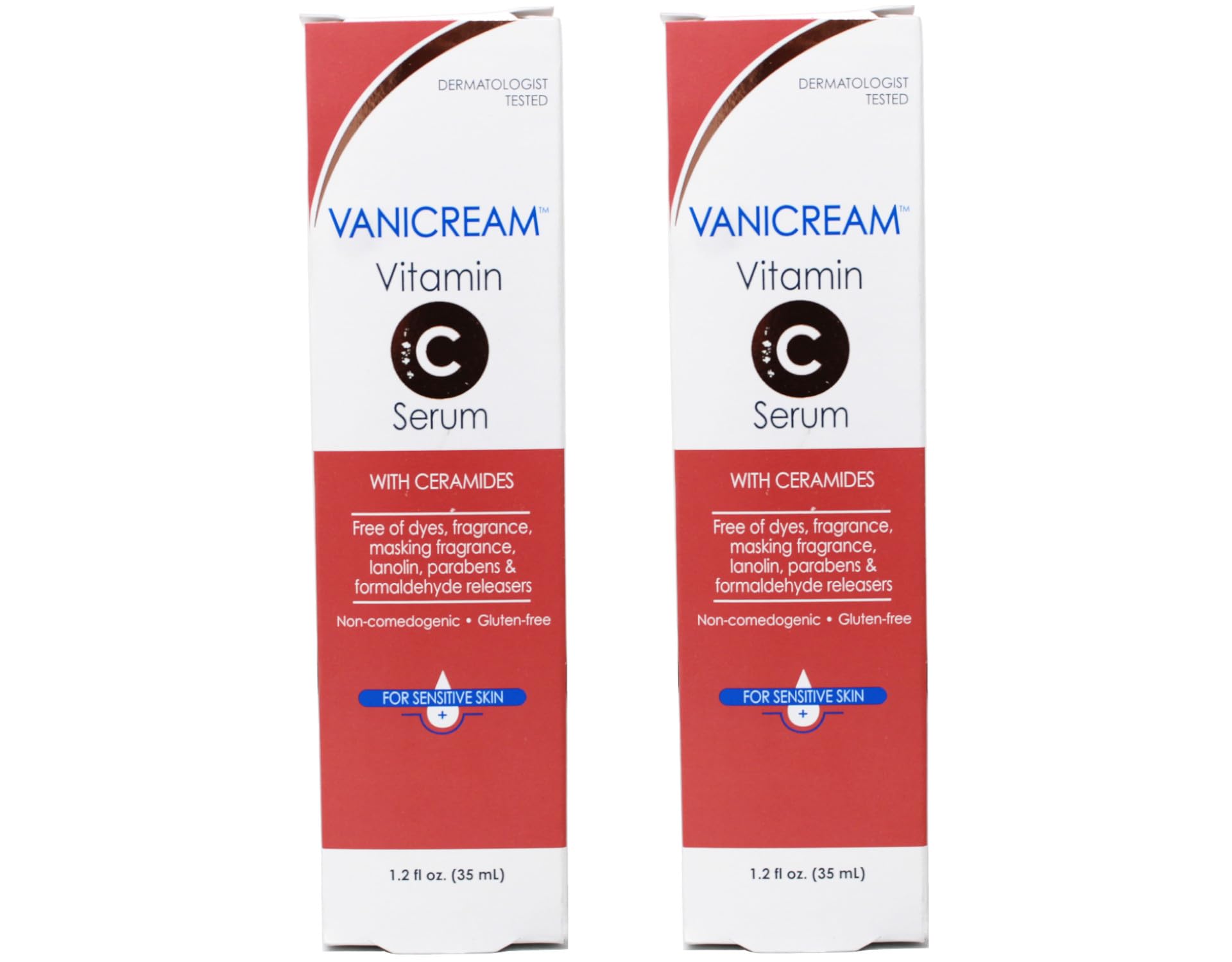 Vanicream Vitamin C Serum bottle front, gentle fragrance-free formula for sensitive skin.