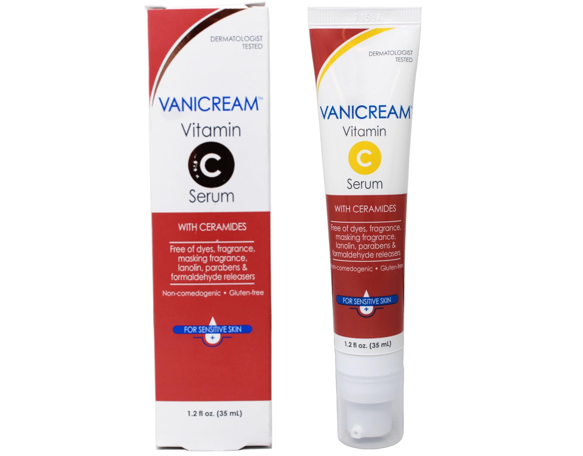 Vanicream Vitamin C Serum ceramides ingredients closeup highlighting ceramides and antioxidants.