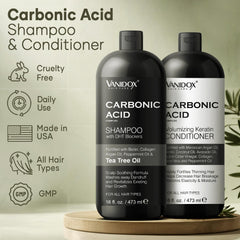 Vanidox conditioner bottle close-up highlighting nourishing oils for smoother hair.