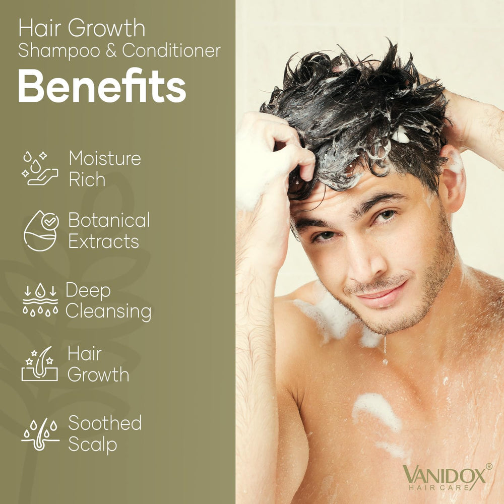 Vanidox hair care set packaging emphasizes USA-made, cruelty-free formula.