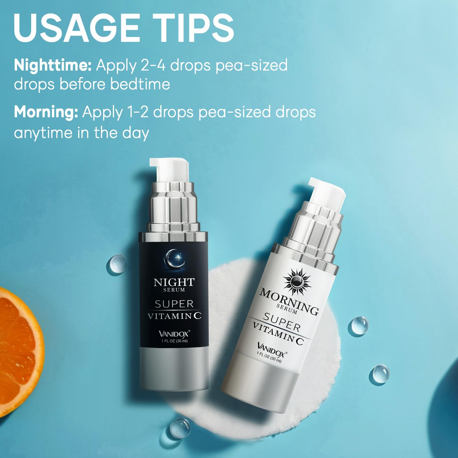 VANIDOX ingredients highlight hyaluronic acid and antioxidants for hydration.
