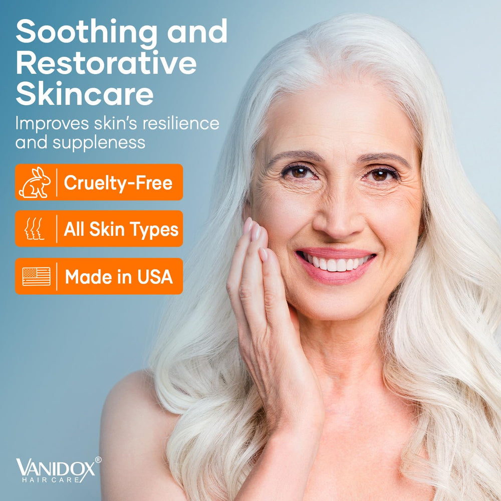 VANIDOX night serum bottle close-up featuring renewal-focused ingredients.