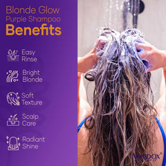 Bottle closeup of VANIDOX purple shampoo with sleek packaging