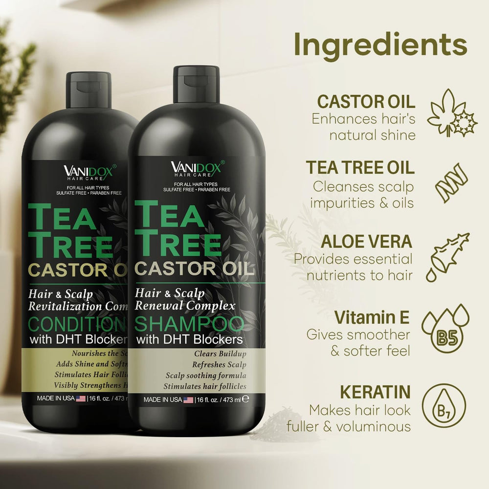 VANIDOX tea tree oil conditioner bottle promises detangling and softness