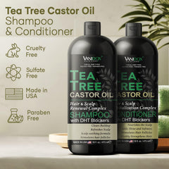 VANIDOX tea tree oil shampoo pour shows refreshing cleansing action