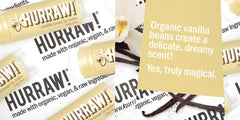 Vanilla orchid bloom detail signals natural, aromatic lip care.