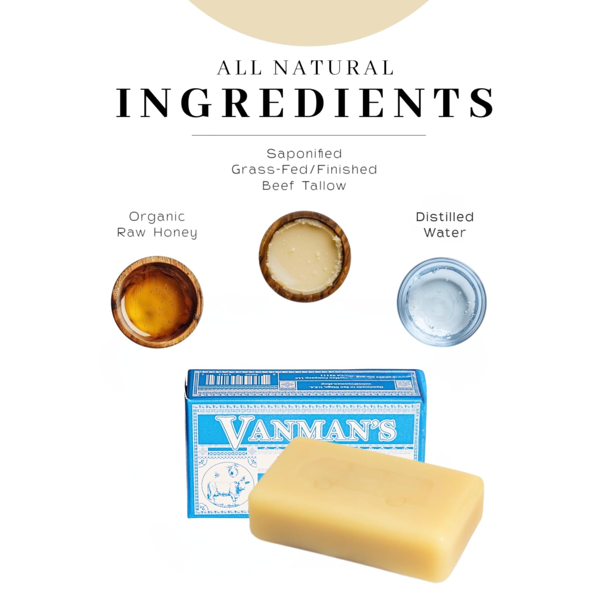 Detail highlights raw honey content enriching the soap's texture and feel.