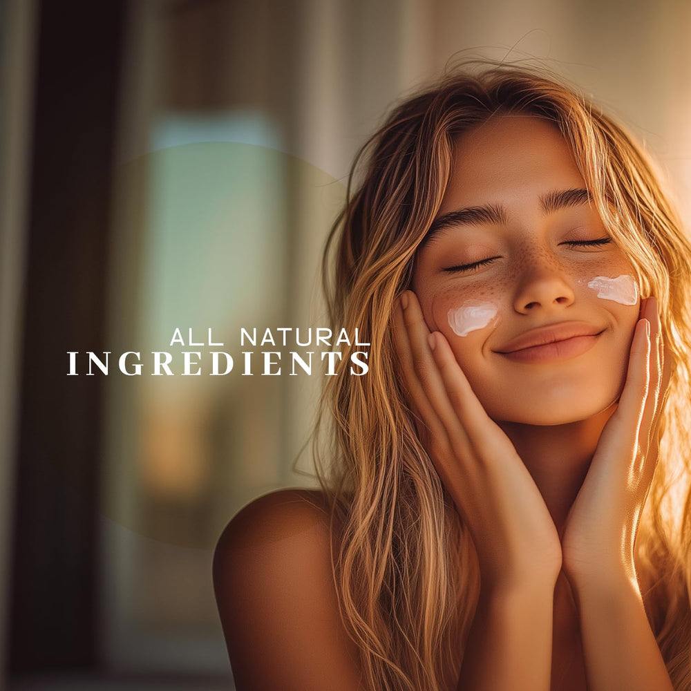 Close-up of product application on skin shows a smooth, hydrated finish.