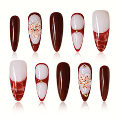 Vanpaga handmade stiletto nails in burgundy gloss for everyday elegance