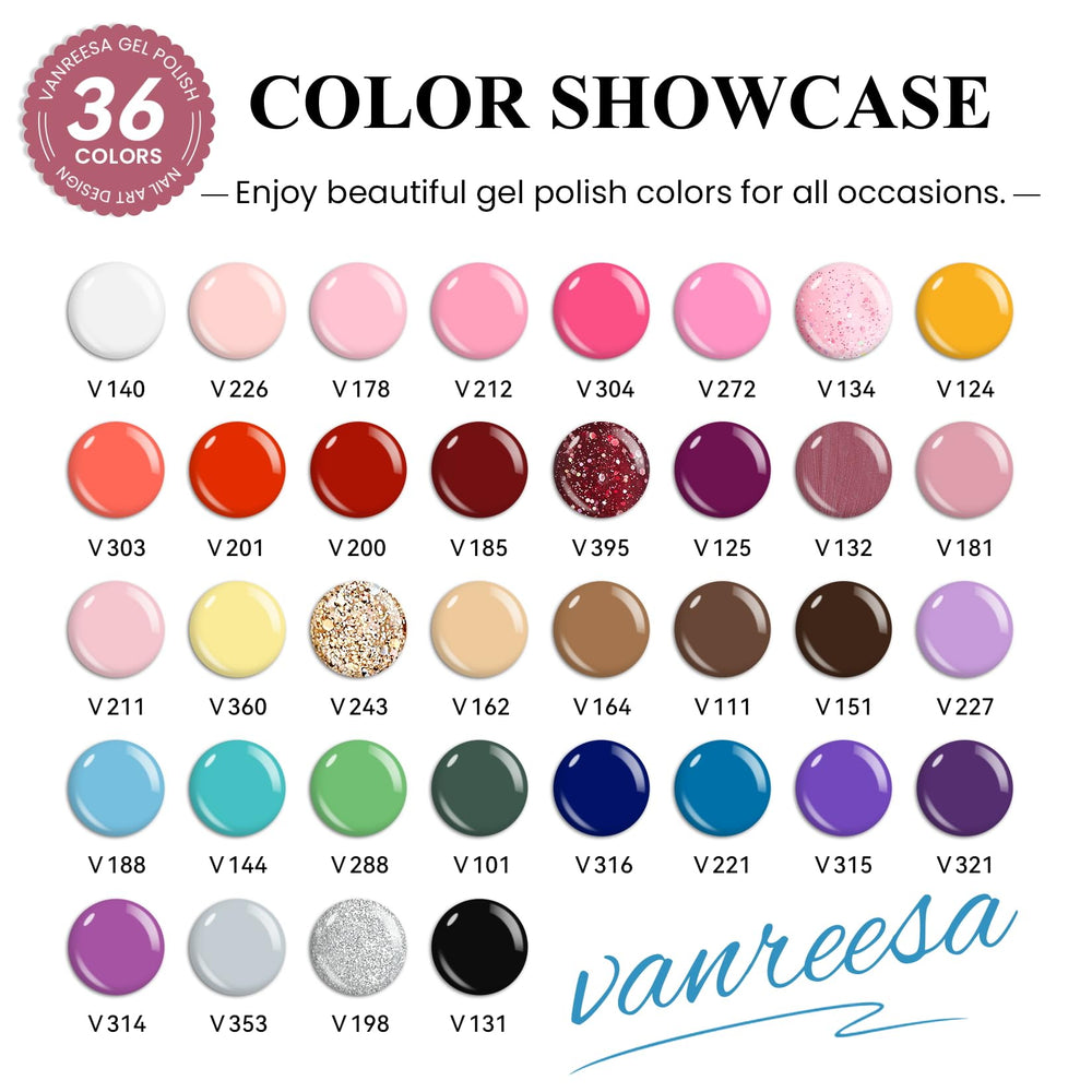 VANREESA 36-color gel nail polish range for versatile looks.