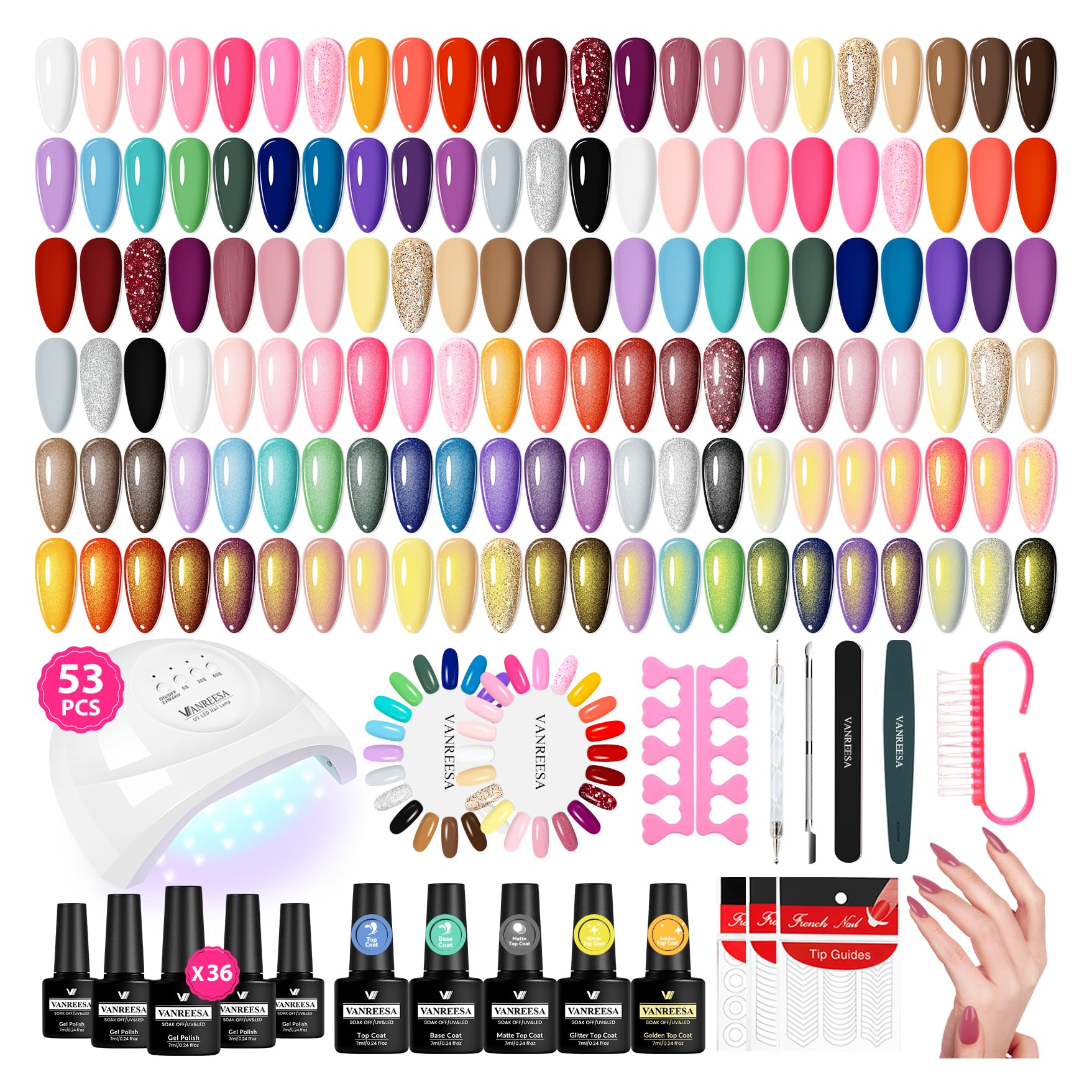 VANREESA gel nail polish kit with UV lamp for at-home salon-quality cures.