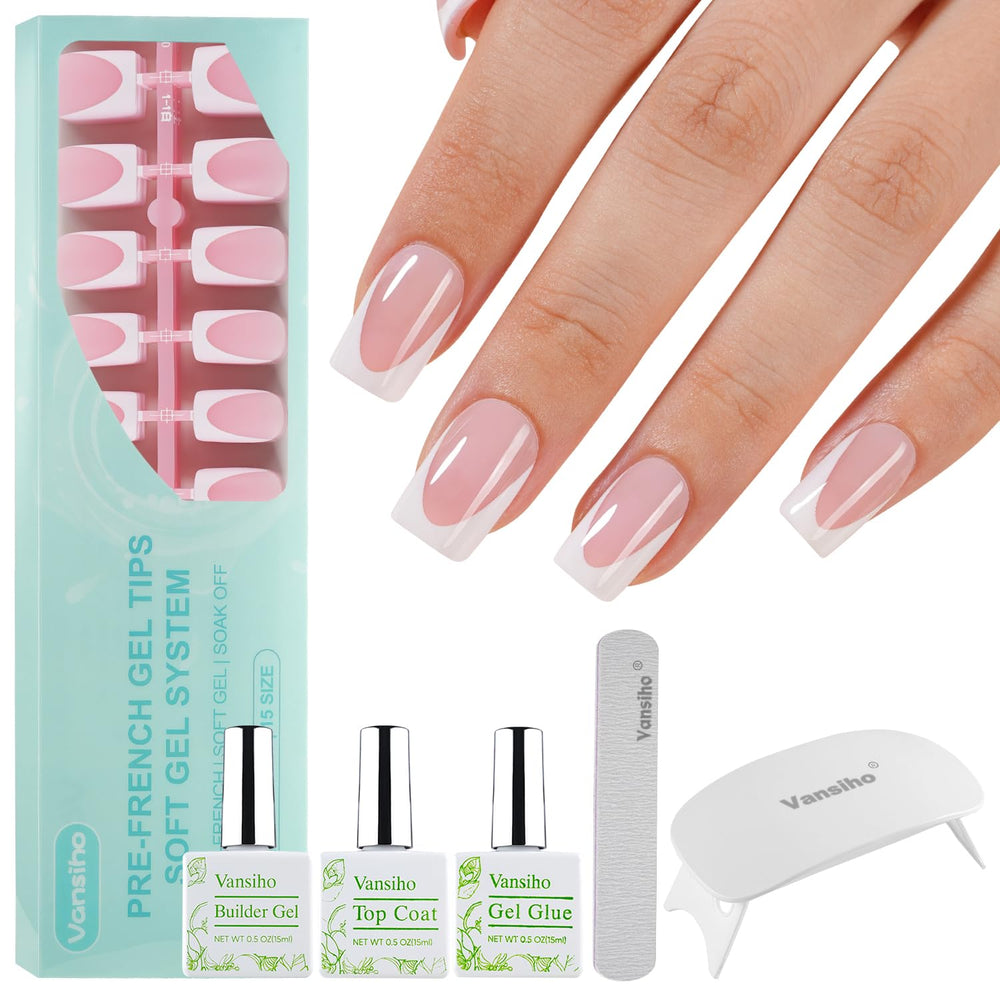 Vansiho pink deep French gel tips closeup for durable at-home manicure