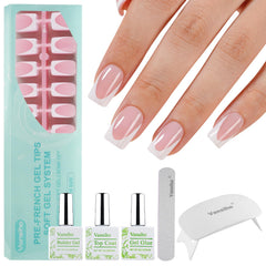 Vansiho pink deep French gel tips closeup for durable at-home manicure