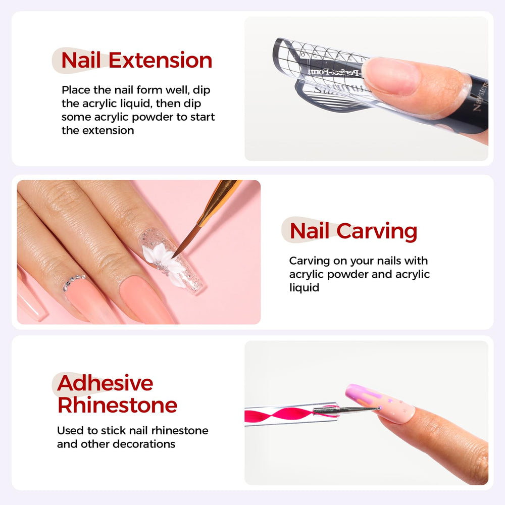 VANSISOS acrylic nail kit practice tips and clear labeling aid beginners.