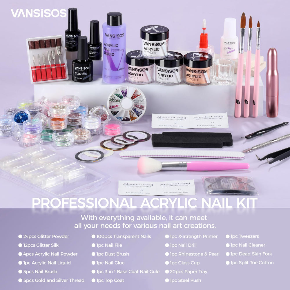 VANSISOS acrylic powder set with multiple colors for versatile designs
