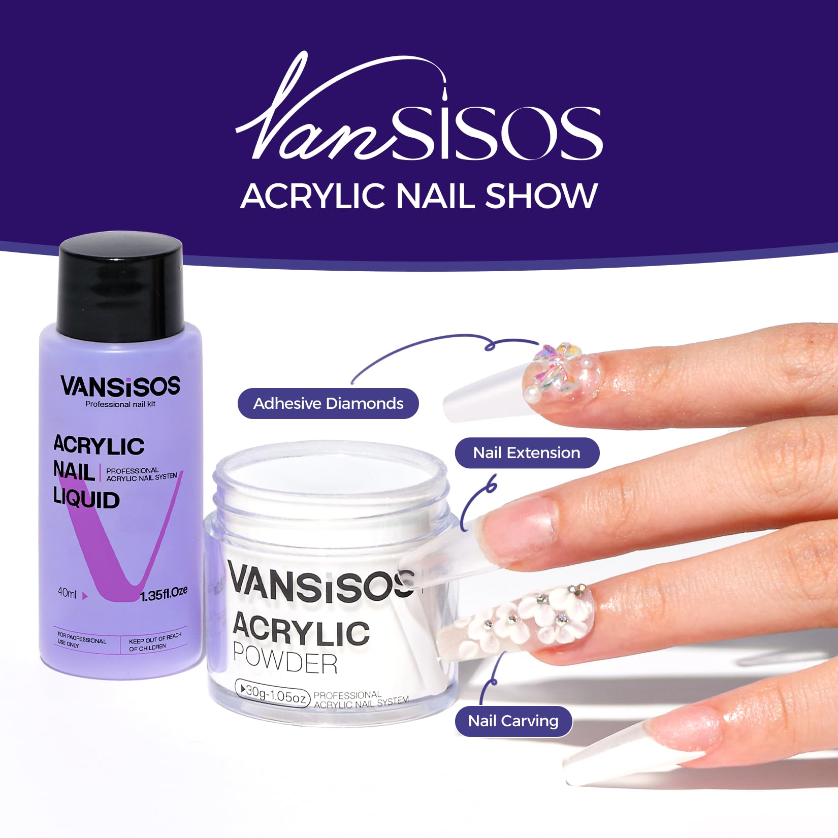 VANSISOS acrylic tool accessories kit includes beginner essentials.