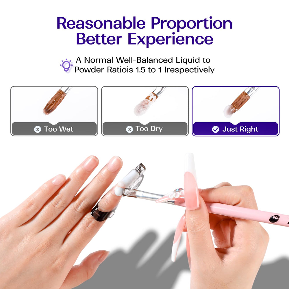 VANSISOS acrylic liquid demonstrates easy application for smooth powder beads.