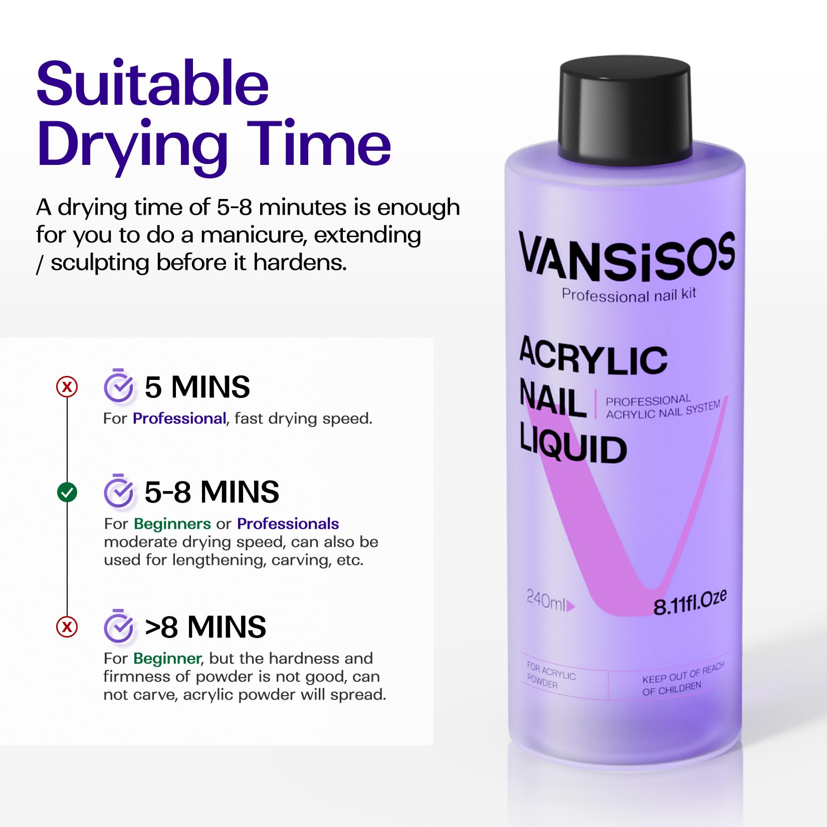 VANSISOS EMA-formula liquid highlights safer, MMA-free composition for comfortable DIY use.
