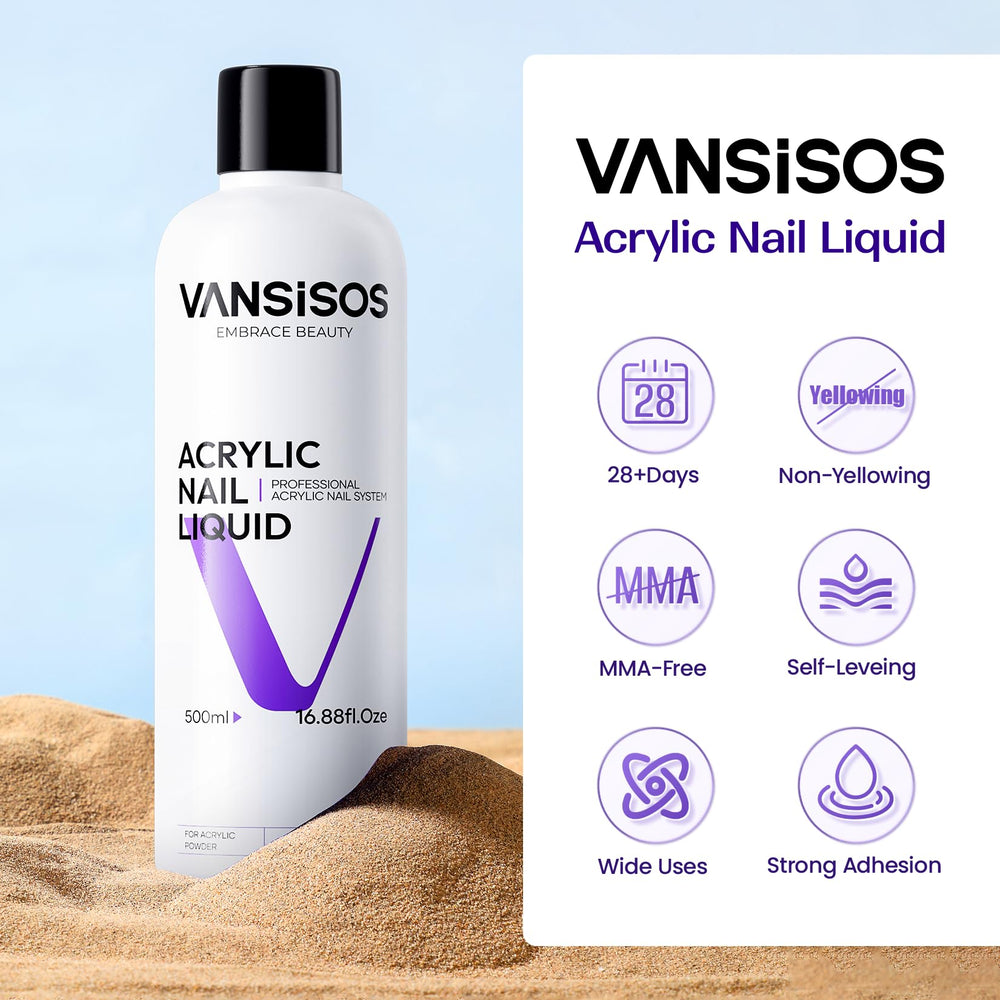 VANSISOS monomer liquid in a professional salon setup for DIY extensions
