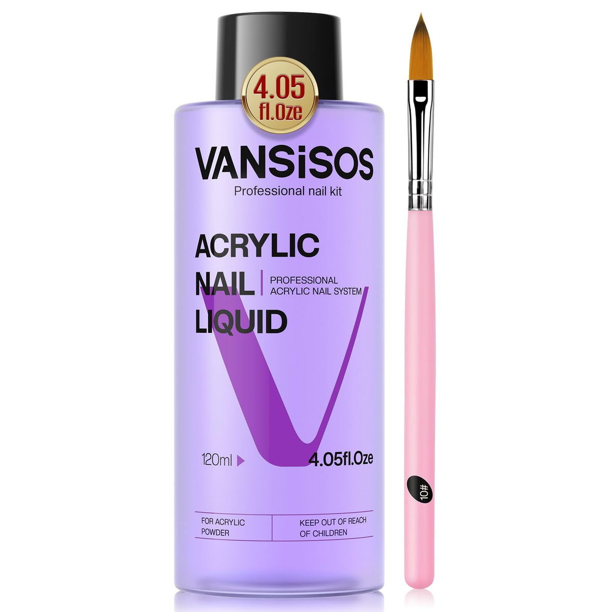 VANSISOS acrylic monomer bottle, 4oz, for smooth bead application.