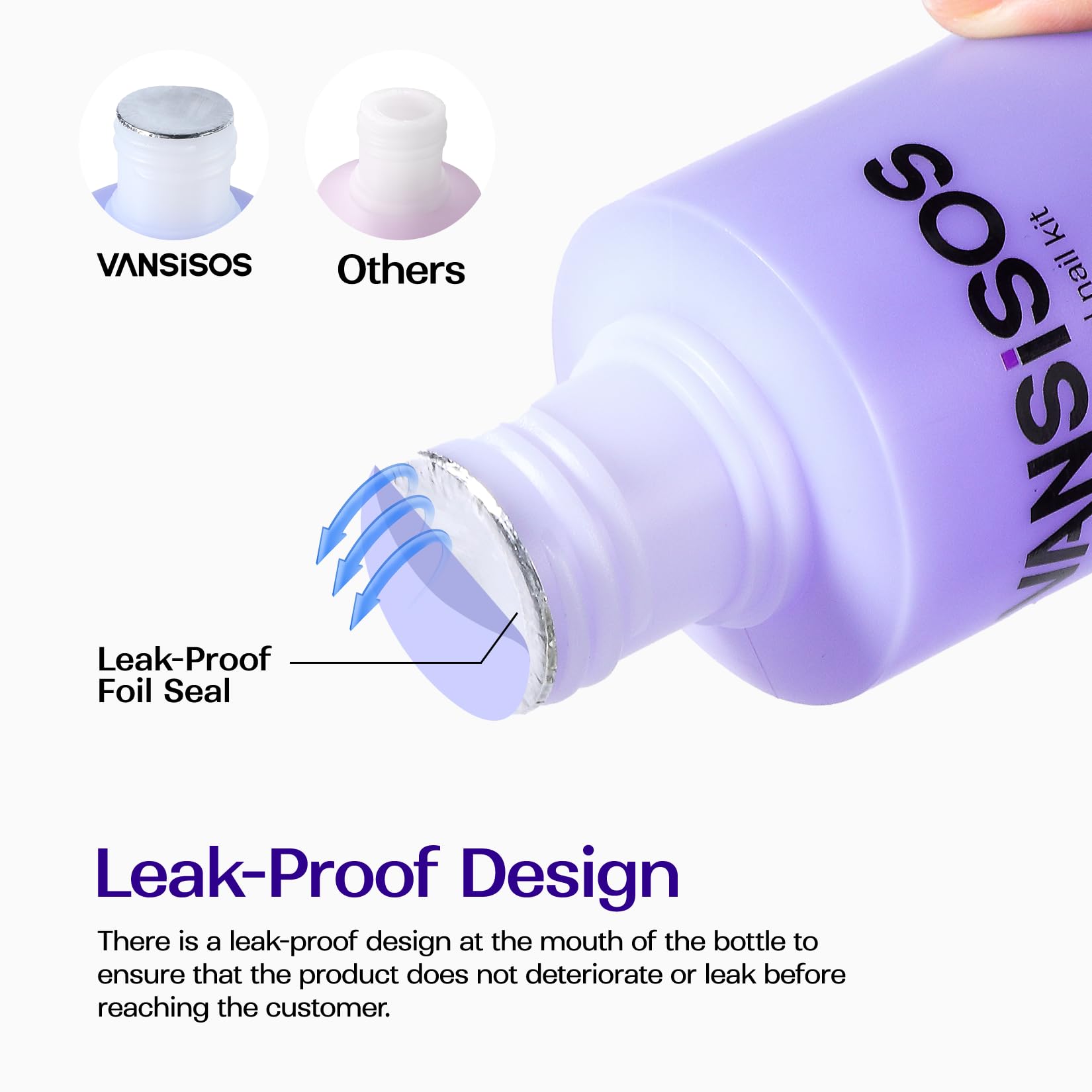 VANSISOS non-yellowing liquid helps maintain vibrant nail color over time.