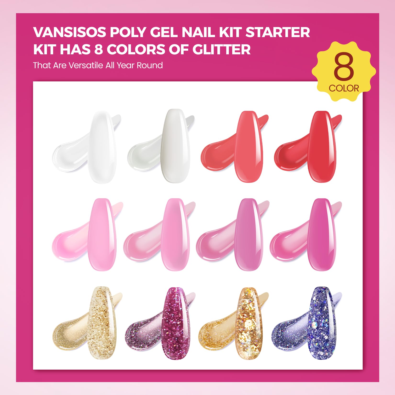 VANSISOS poly gel extensions for easy nail lengthening at home