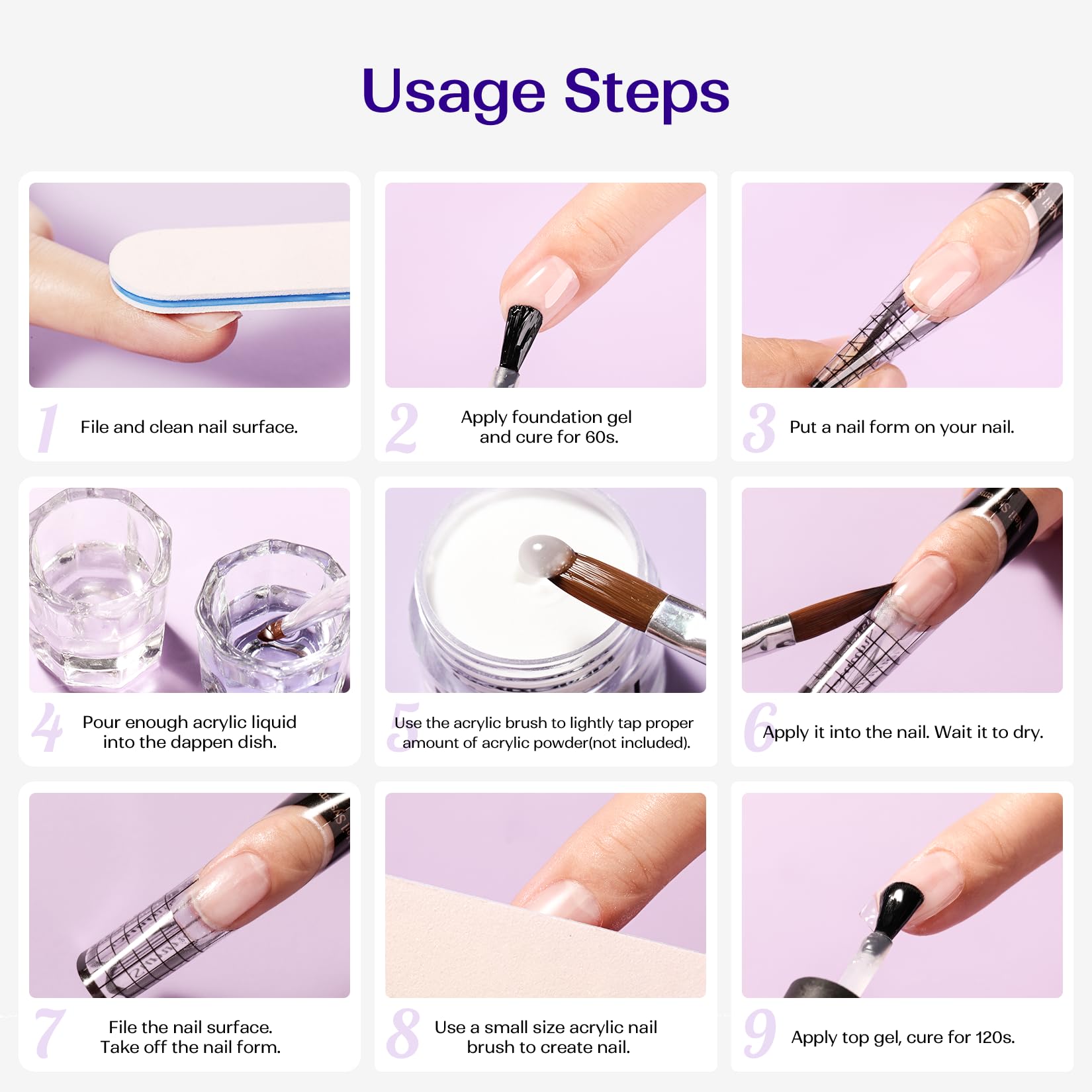 VANSISOS universal compatibility with acrylic powders enables diverse nail art.