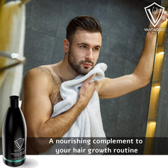 Vantaggio & Co. castor and argan oil blend illustrates nourishing scalp care.