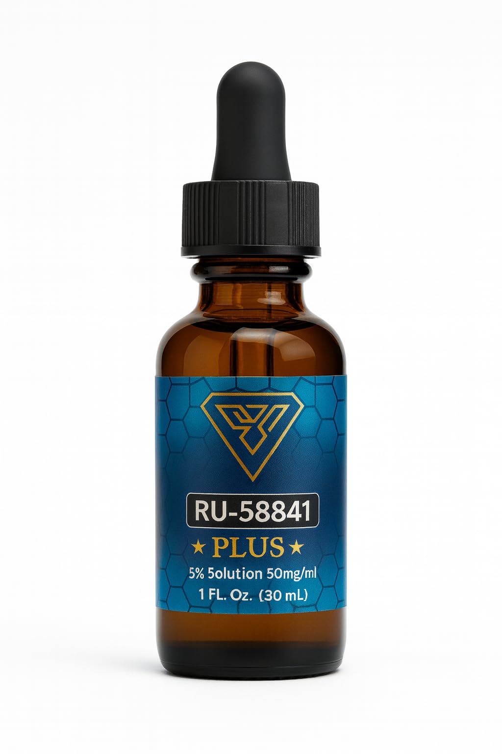 Vantanex RU58841 Plus serum bottle with dropper for precise, mess-free daily dosing.
